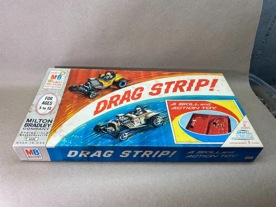 复古 Milton Bradley Drag Strip 技能和动作赛车游戏 1965 完整 — 第 1/4 张图片