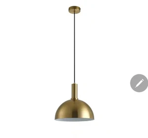 Lámpara colgante de una sola cúpula dorada cepillada de 1 luz para cocina - Imagen 1 de 4