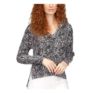 Michael Kors Damenpullover schwarz weiß V-Ausschnitt XL NEU 110 $ MR360KP89H - Bild 1 von 4