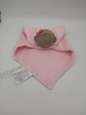 Manta de seguridad Carter's Just One You rosa punteado marrón mono arco sonajero Lovey Foto 1 de 4