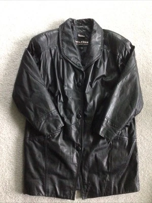 Chaqueta de cuero Wilsons vintage para mujer M negra frontal a presión manga larga forrada Foto 1 de 4
