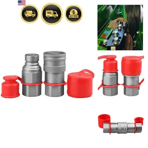 Hydraulic Quick Connect Couplers Flat Face Skid Steer Hydraulic Fittings 1/2 - Picture 1 of 9