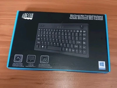 Adesso AKB-310UB Slim Touch Mini Trackball Keyboard 12" Windows 10 New FAST SHIP - Image 1 of 4