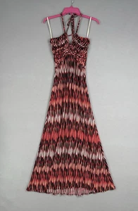 Vestido Sky Brand Para Mujer Pequeño Rosa Negro Ikat Tie Dye Maxi Halter Boho Hecho en EE. UU. - Imagen 1 de 12