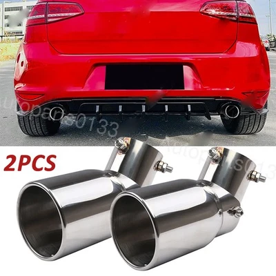 2PCS For Volkswagen Golf Car Exhaust Pipe Tip Rear Tail Throat Muffler 1.5-2.1" Foto 1 de 4