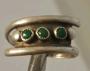 Native American ZUNI SNAKE EYE Sterling Silver Petit Point Turquoise Ring 6.75 - Picture 1 of 6