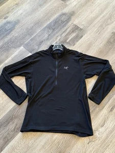 Arc’teryx Polartec 1/4 Zip Waffle Fleece Pullover Mens Large Black - Picture 1 of 3