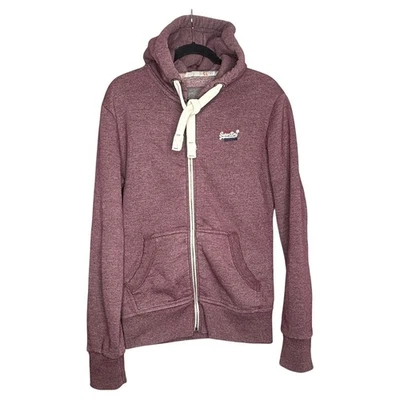 Superdry Orange Label Spirit of Japan Hombre Pequeña Cremallera Completa Sudadera con Capucha Borgoña LEER Foto 1 de 4