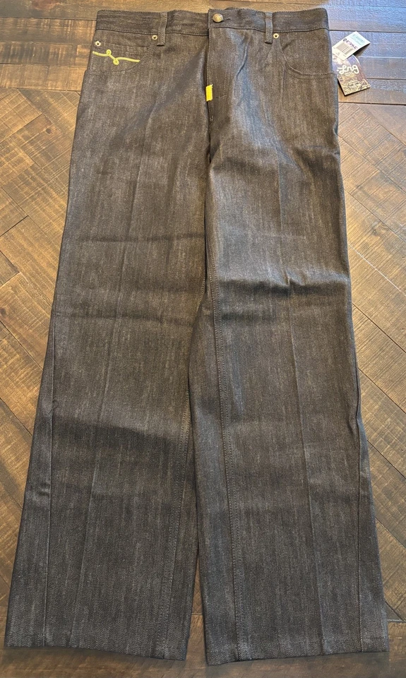 Pantalones de mezclilla vintage LRG para hombre 32/30 negros pierna ancha holgados bordados patinador Jncolike  Foto 1 de 4