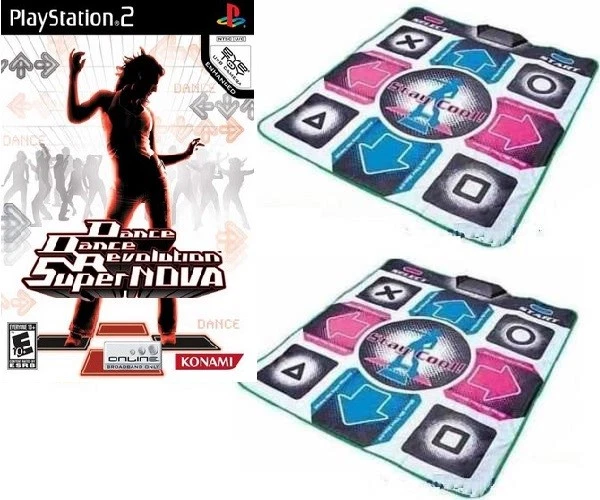 PS2 DDR Supernova USED Game + 2x PS2 Wired Dance Pads Mats - Image 1 of 1