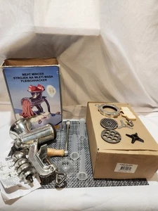 Porkert # 8 Meat Grinder Cast Iron Hand Crank Chrome With Sausage Stuff MSR $139 - Picture 1 of 8