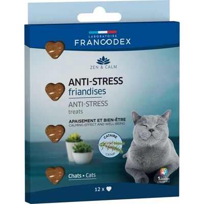 Friandises anti-stress en forme de coeur x12, pour chats - Photo 1/4