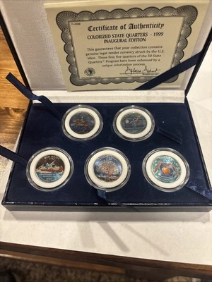 1999 Statehood Quarters 25c Inaugural Edition Colorized Five Piece Set - Image 1 of 4