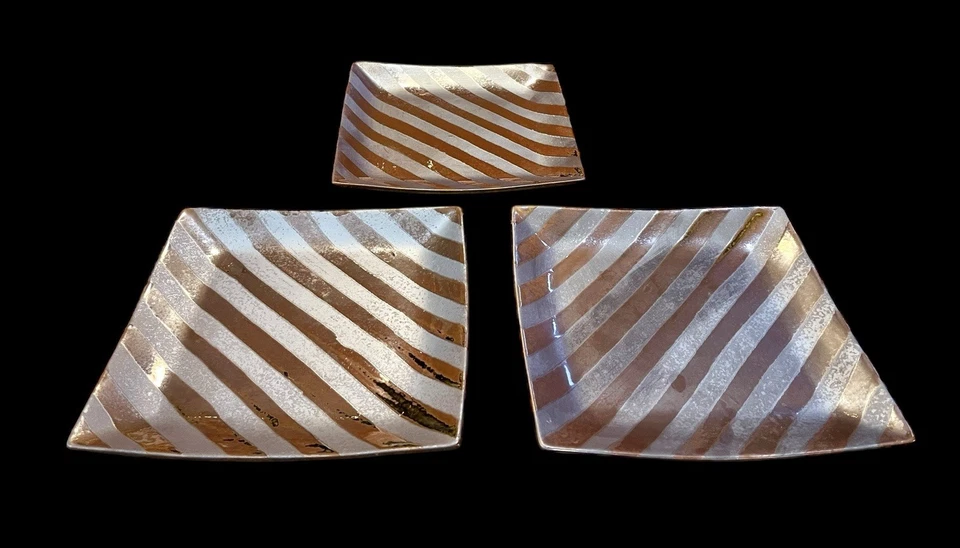 Set Of 3 Bombay Square Rustic Decorative Centerpiece Platters Plates 11” Candle - Image 1 of 4