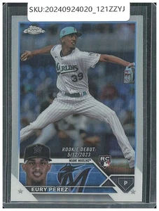 2023 Topps Chrome Update Eury Pérez Let's Go Chrome RC USC175 - Picture 1 of 2