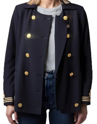 Blazer August Max para mujer talla X (14/16) azul marino con botones Foto 1 de 4