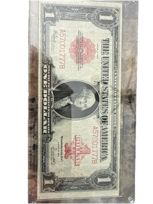 1923 $1 Red Seal United States Note Large Great Condition With Hard Case - Image 1 of 4