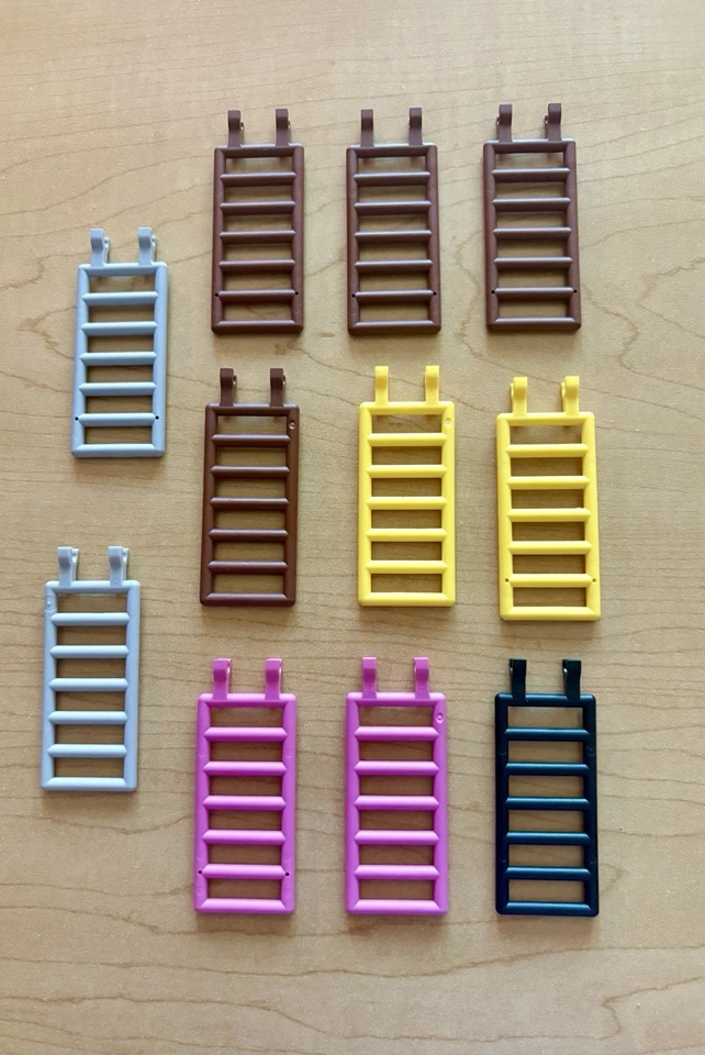 Lote de 11 clips LEGO Escaleras Barra 7x3 NEGRO Amarillo Rosa Marrón Gris Claro Parte 6020 Foto 1 de 1