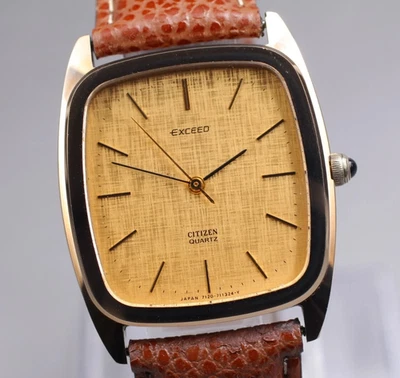 [Casi COMO NUEVO] Reloj de cuarzo Citizen Exceed 4-710550 31 mm cuadrado dorado para hombre JAPÓN Foto 1 de 4