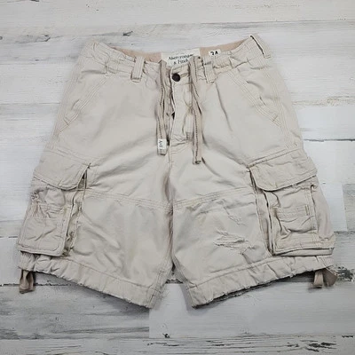 Pantalones Cortos Carga Abercrombie & Fitch De Colección Para Hombres 34 Bolsillos Caqui Peso Pesado Y2K Foto 1 de 4