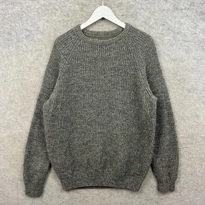 Sudadera Pullover Barbour Jumper Para Hombres Grande Gris 100% Lana Tyne Pescador Tejido - Imagen 1 de 10
