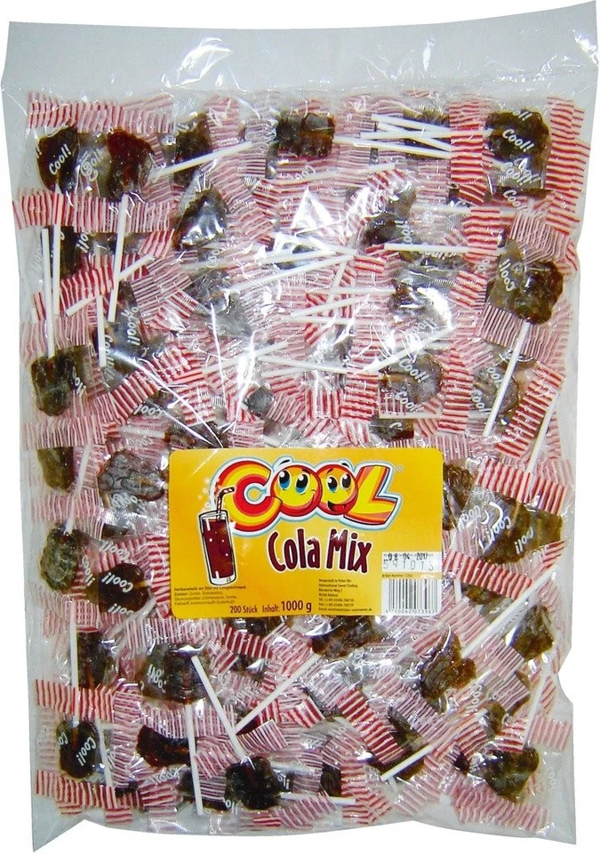 Cool Cola Mix Lollipop 200 Bag Stock Lollipop Molds Lollies (EUR 14.99/kg) - Image 1 of 1