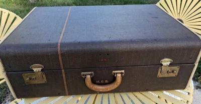 Antique Hartmann Skymate w/Leather Trim Hard Suitcase/Luggage w/Hangers RARE! - Image 1 of 4