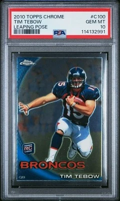 PSA 10 Tim Tebow 2010 Topps Chrome #C100 RC 🏈 Rookie Leaping Pose GEM (LOW POP) - Image 1 of 2