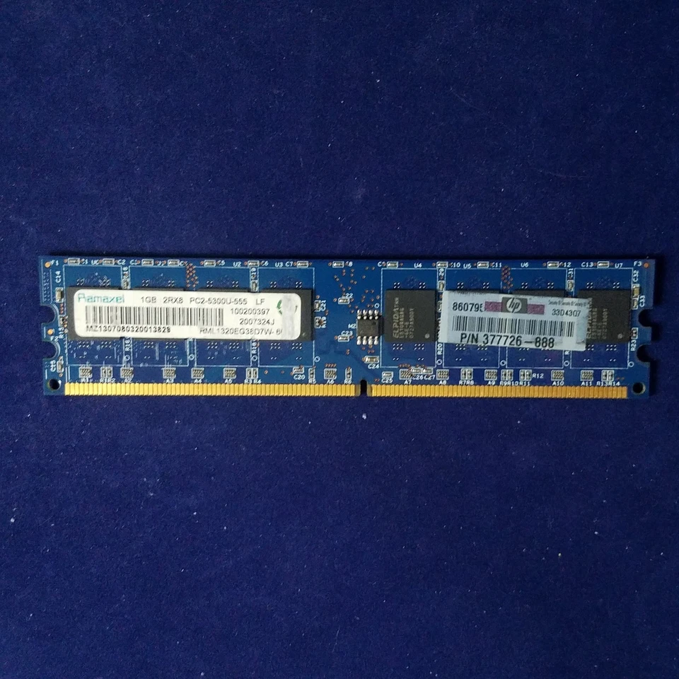 Ramaxel PC2-5300 / DDR2-667 / 1GB (1GB x 1) RAM DIMM non-ECC RML1320EG38D7W-667 - Image 1 of 3