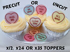Candy Hearts Love Sweets Wafer Rice Paper Valentines Day Party Cupcake Toppers