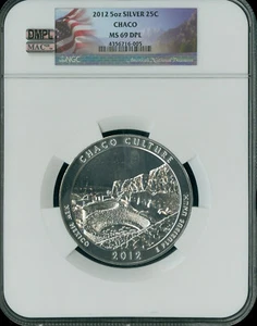 2012 CHACO PARK 5 OZ SILVER QUARTER NGC MS69 DPL MAC SPOTLESS POP 221 * - Picture 1 of 2