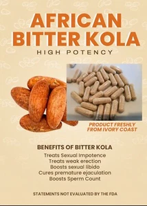 African Bitter Kola /Garcinia Kola 500mg Organic 30 Capsules - Highly Potent - Picture 1 of 2