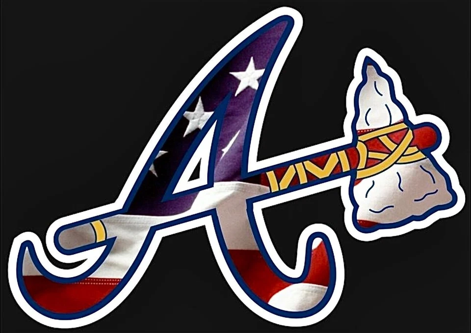(2) Atlanta Braves USA Chop Waterproof Vinyl Stickers 5x3.5 Car Decal - Image 1 of 1