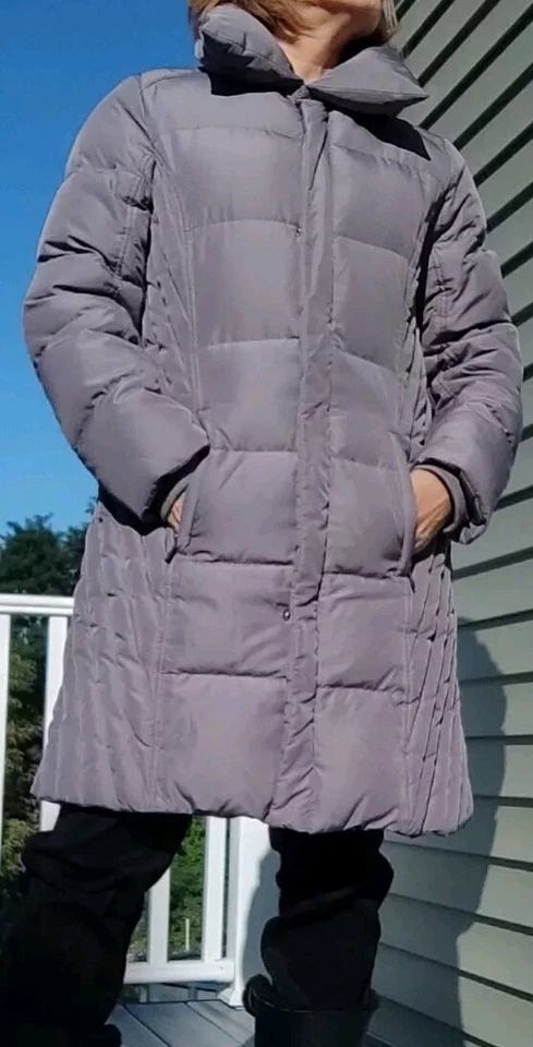 🤍🎄Women's Size XL Goose Down Puffer Quilted Coat Jacket Grey Warm Worthington - Image 1 of 4