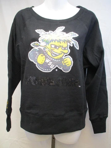 New Wichita State Shockers Womens Sizes S-M-L-XL Black Sweatshirt $68 Cover