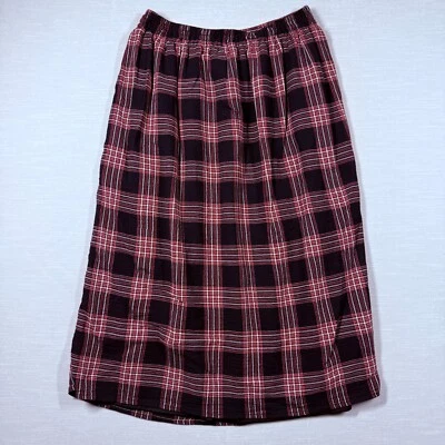 J Jill Skirt Womens M Black Plaid Casual Academia Preppy Midi Business Office - Image 1 of 4
