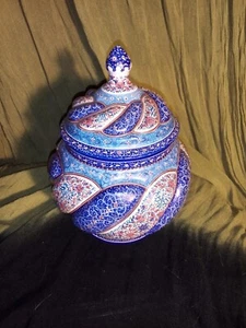 Persian Minakari Sugar Bowl - Picture 1 of 3
