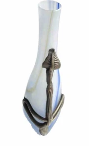 Filip Ravert Romblast Romanian Art Glass Vase 3D Copper Leaf Design Hand Blown - Picture 1 of 18