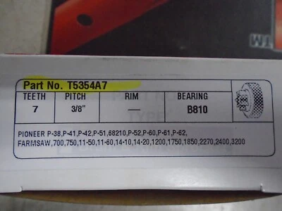 Sprocket System t5354a7 3/8" x 7T Pioneer Farmsaw 1160 P-62 P-60 3200 2400 - Image 1 of 4