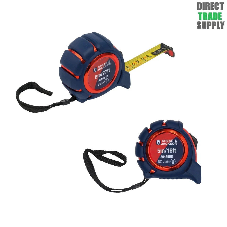 Spear&Jackson S&J Heavy Duty Tape Measure Metric / Imperial 5m 16ft / 8m 26ft