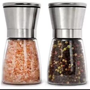 Short Premium Stainless Steel Salt and Pepper Grinder Set of 2 - Adjustable... - Picture 1 of 7