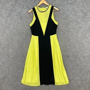 NEW Next Womens Dress Size 10 Petite Tall Sleeveless A-Line Black Yellow 42635 - Picture 1 of 12