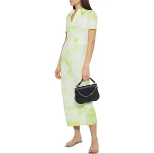 Helmut Lang NWOT $255 Electric Yellow Batik Polo Dress Tie Dye, M - Picture 1 of 7