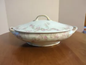 Limoges GDA France Haviland Oval Covered Serving Dish Vintage Pink Flowers - Picture 1 of 12