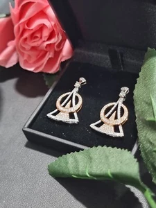 18ct Two Tone Diamond Earrings AUS SELLER FREE EXPRESS POST - 241838 - Picture 1 of 4