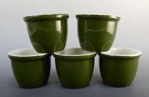 Set di 5 vintage HALL ceramica verde #351 1/2 crema pasticcera budino panettieri Ramekins USA - Foto 1 di 6