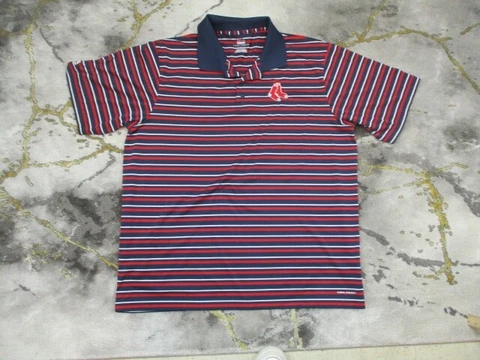 Boston Red Sox Polo Shirt Mens 2X XXL Golf Collar Dri-Fit Polyester Short Sleeve Cover