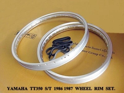 Fit YAMAHA TT350 S/T 1986 1987 F&R ALLOY WHEEL RIM SET SILVER+RUBBER [mi2718] - Изображение 1 из 4