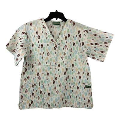 Blusa Médica Médica UA para Mujer Mediana Blanca con Estampado de Hojas Tiene Bolsillos Damas Foto 1 de 4