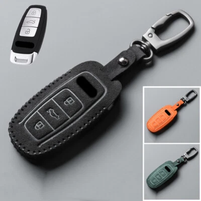 Suede Leather Car Key Fob Case Cover For Audi S3 S6 RS6 A3 A6 A7 A8 S8 Q8 E-Tron - Image 1 of 4